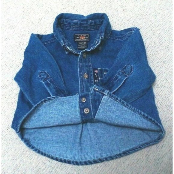 'Lil 66' Route 66 Toddler Front Pocket Button Down Collar Blue Denim Jacket 12M - Picture 3 of 16